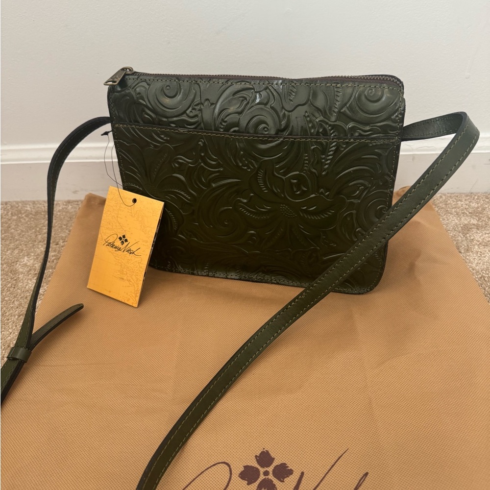 Patricia Nash Olive Green Vallata Leather Shoulder Bag NWT